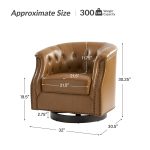 Veitin Camel Leather Chesterfield Rocker Swivel Accent Chair 10 Veitin Camel Leather Chesterfield Rocker Swivel Accent Chair