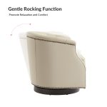 Veitin White Genuine Leather Chesterfield Rocker Swivel Accent Chair