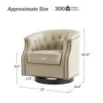 Veitin White Genuine Leather Chesterfield Rocker Swivel Accent Chair