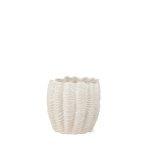 Velia Short Seashell Sculptural Cream Glazed Ceramic Vase