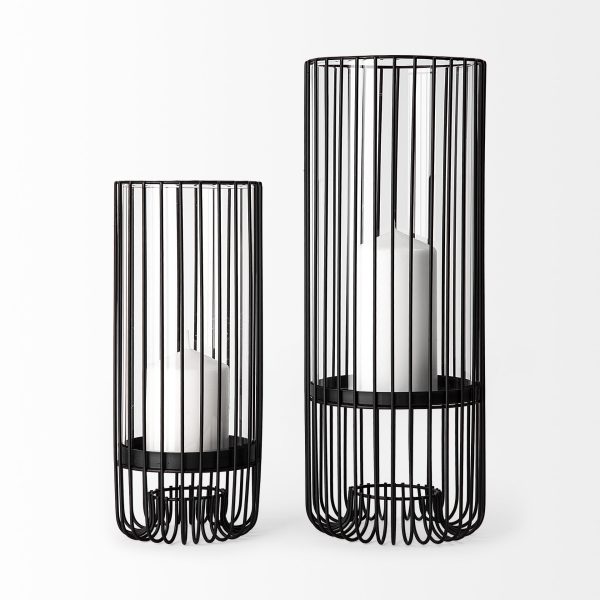 Velo II Large Black Metal Cylindrical Table Candle Holder 3
