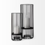 Velo II Large Black Metal Cylindrical Table Candle Holder