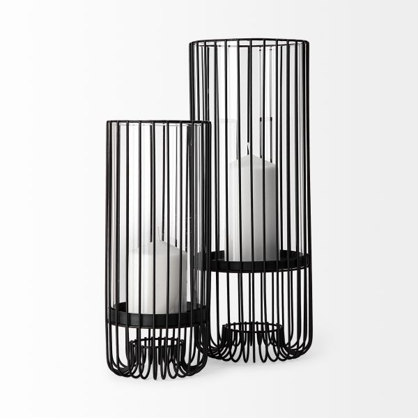 Velo II Large Black Metal Cylindrical Table Candle Holder 4