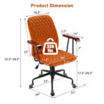 Velvet Office Chair with Wooden Armrests and Rocking Backrest