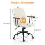 Velvet Office Chair with Wooden Armrests and Rocking Backrest