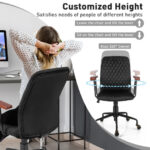 Velvet Office Chair with Wooden Armrests and Rocking Backrest
