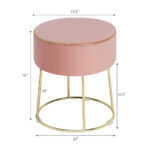 Velvet Round Ottoman Stool with Non-Slip Pads for Living Room