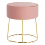 Velvet Round Ottoman Stool with Non-Slip Pads for Living Room