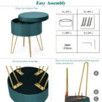 Velvet Storage Ottoman Stool with Gold Metal Legs and Storage 33 Velvet Storage Ottoman Stool with Gold Metal Legs and Storage