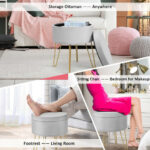 Velvet Storage Ottoman Stool with Gold Metal Legs and Storage 38 Velvet Storage Ottoman Stool with Gold Metal Legs and Storage