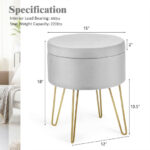 Velvet Storage Ottoman Stool with Gold Metal Legs and Storage 39 Velvet Storage Ottoman Stool with Gold Metal Legs and Storage