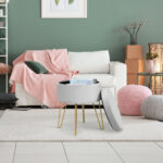 Velvet Storage Ottoman Stool with Gold Metal Legs and Storage 41 Velvet Storage Ottoman Stool with Gold Metal Legs and Storage