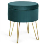 Velvet Storage Ottoman Stool with Gold Metal Legs and Storage 29 Velvet Storage Ottoman Stool with Gold Metal Legs and Storage