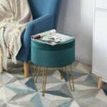 Velvet Storage Ottoman Stool with Gold Metal Legs and Storage 30 Velvet Storage Ottoman Stool with Gold Metal Legs and Storage