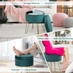 Velvet Storage Ottoman Stool with Gold Metal Legs and Storage 31 Velvet Storage Ottoman Stool with Gold Metal Legs and Storage
