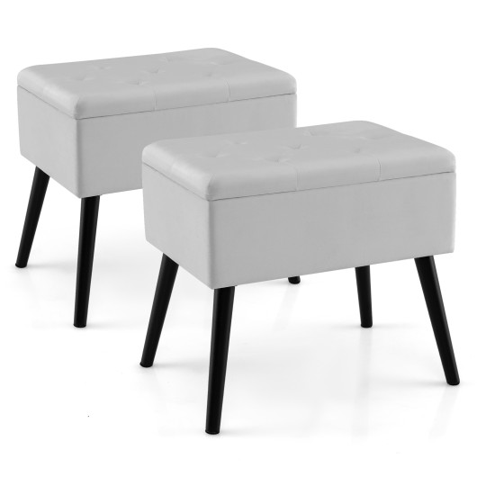 Velvet Storage Ottoman with Hinged Lid and Solid Wood Legs 11 Velvet Storage Ottoman with Hinged Lid and Solid Wood Legs - Image 11