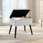 Velvet Storage Ottoman with Hinged Lid and Solid Wood Legs 35 Velvet Storage Ottoman with Hinged Lid and Solid Wood Legs