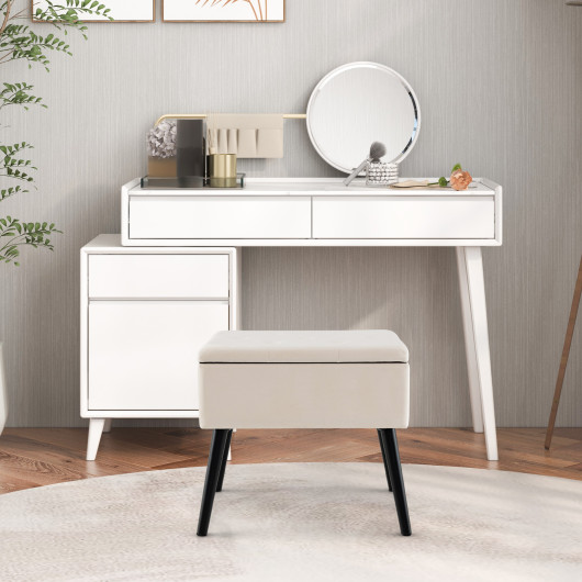 Velvet Storage Ottoman with Hinged Lid and Solid Wood Legs 15 Velvet Storage Ottoman with Hinged Lid and Solid Wood Legs - Image 15
