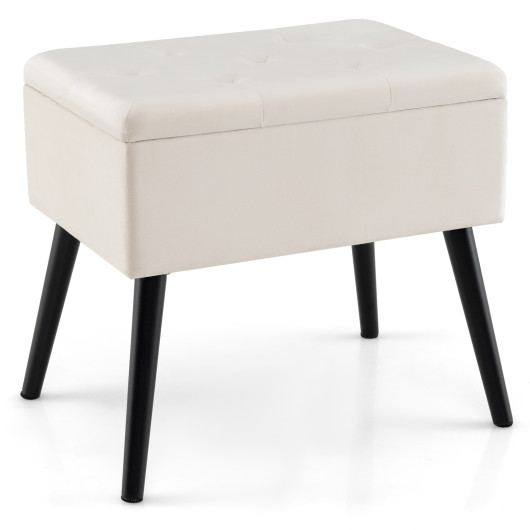 Velvet Storage Ottoman with Hinged Lid and Solid Wood Legs 17 Velvet Storage Ottoman with Hinged Lid and Solid Wood Legs - Image 17