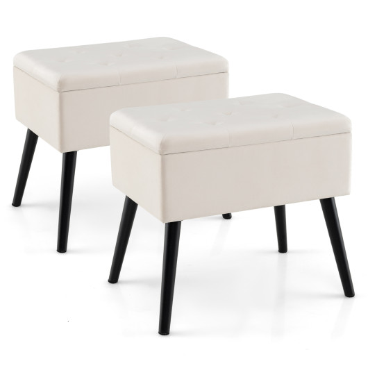 Velvet Storage Ottoman with Hinged Lid and Solid Wood Legs 18 Velvet Storage Ottoman with Hinged Lid and Solid Wood Legs - Image 18