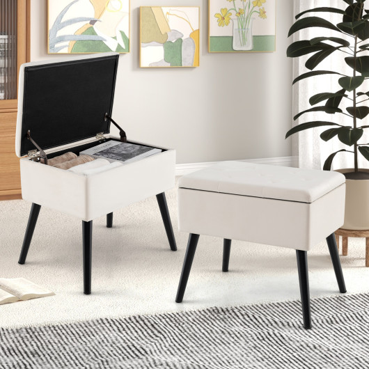 Velvet Storage Ottoman with Hinged Lid and Solid Wood Legs 20 Velvet Storage Ottoman with Hinged Lid and Solid Wood Legs - Image 20