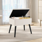 Velvet Storage Ottoman with Hinged Lid and Solid Wood Legs 42 Velvet Storage Ottoman with Hinged Lid and Solid Wood Legs
