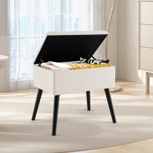 Velvet Storage Ottoman with Hinged Lid and Solid Wood Legs 21 Velvet Storage Ottoman with Hinged Lid and Solid Wood Legs - Image 21