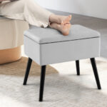 Velvet Storage Ottoman with Hinged Lid and Solid Wood Legs 30 Velvet Storage Ottoman with Hinged Lid and Solid Wood Legs