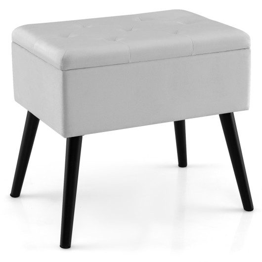 Velvet Storage Ottoman with Hinged Lid and Solid Wood Legs 10 Velvet Storage Ottoman with Hinged Lid and Solid Wood Legs - Image 10