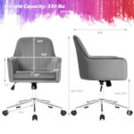 Velvet Swivel Office Armchair with Adjustable Height and Cushion
