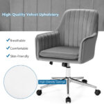 Velvet Swivel Office Armchair with Adjustable Height and Cushion