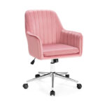 Velvet Swivel Office Armchair with Adjustable Height and Cushion