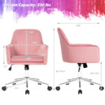Velvet Swivel Office Armchair with Adjustable Height and Cushion