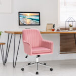 Velvet Swivel Office Armchair with Adjustable Height and Cushion