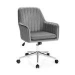 Velvet Swivel Office Armchair with Adjustable Height and Cushion