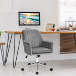 Velvet Swivel Office Armchair with Adjustable Height and Cushion