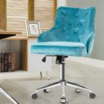 Velvet Tufted Swivel Office Chair with Adjustable Height
