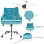 Velvet Tufted Swivel Office Chair with Adjustable Height