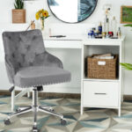 Velvet Tufted Swivel Office Chair with Adjustable Height