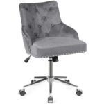 Velvet Tufted Swivel Office Chair with Adjustable Height