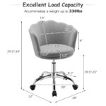 Velvet Upholstered Shell Back Desk Chair with Wheels