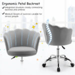 Velvet Upholstered Shell Back Desk Chair with Wheels