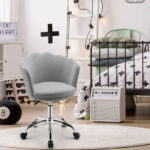 Velvet Upholstered Shell Back Desk Chair with Wheels