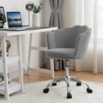 Velvet Upholstered Shell Back Desk Chair with Wheels