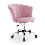 Velvet Upholstered Shell Back Desk Chair with Wheels