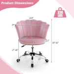 Velvet Upholstered Shell Back Desk Chair with Wheels