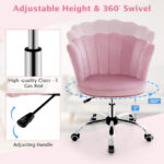 Velvet Upholstered Shell Back Desk Chair with Wheels
