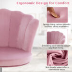 Velvet Upholstered Shell Back Desk Chair with Wheels