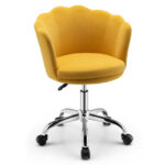 Velvet Upholstered Shell Back Desk Chair with Wheels