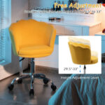 Velvet Upholstered Shell Back Desk Chair with Wheels
